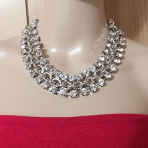 Rhinestone chain necklace - silver - bebe